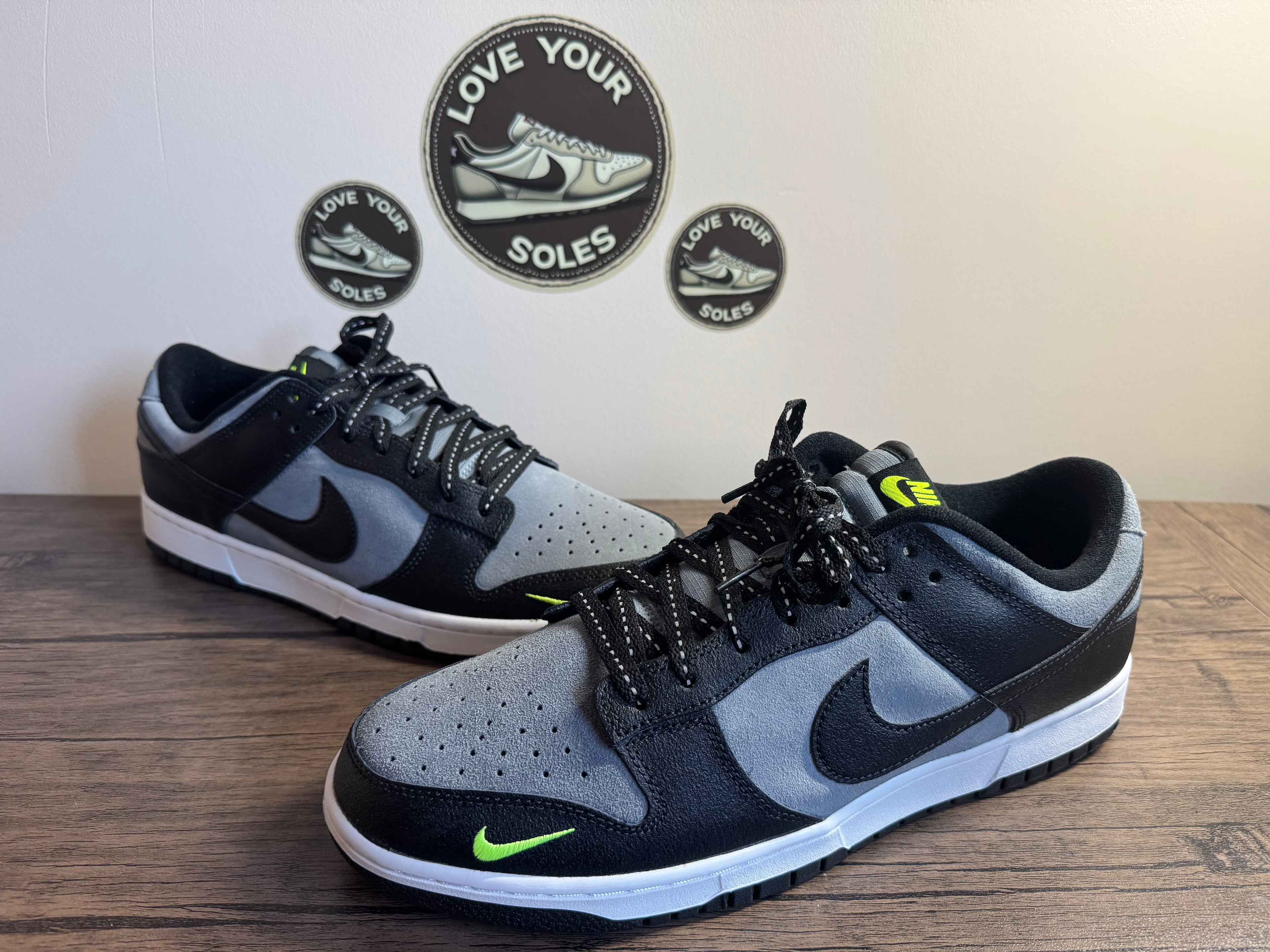 Nike Dunk Low - Black/Cool Grey/Volt  - UK 11.5