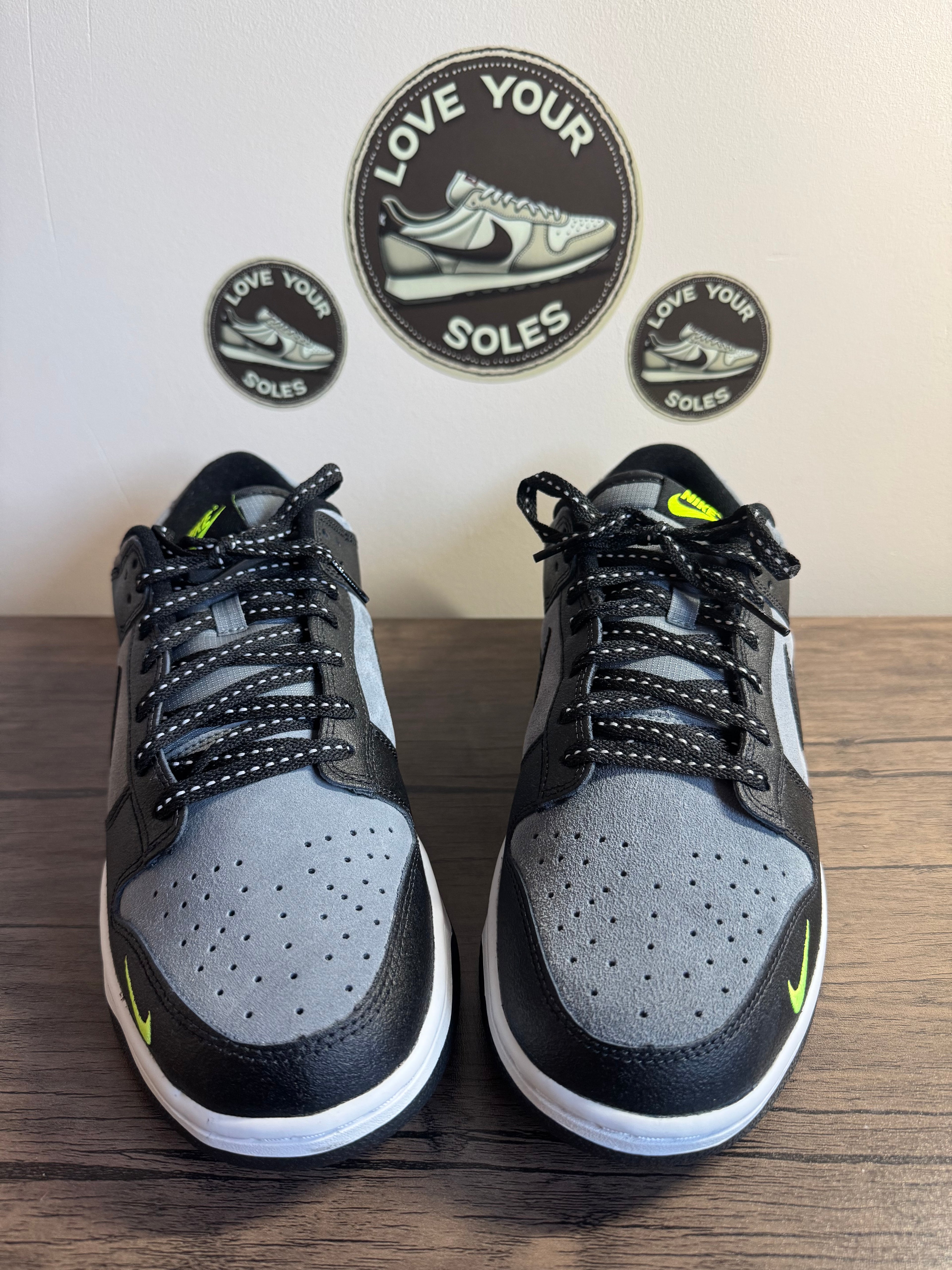 Nike Dunk Low - Black/Cool Grey/Volt  - UK 11.5