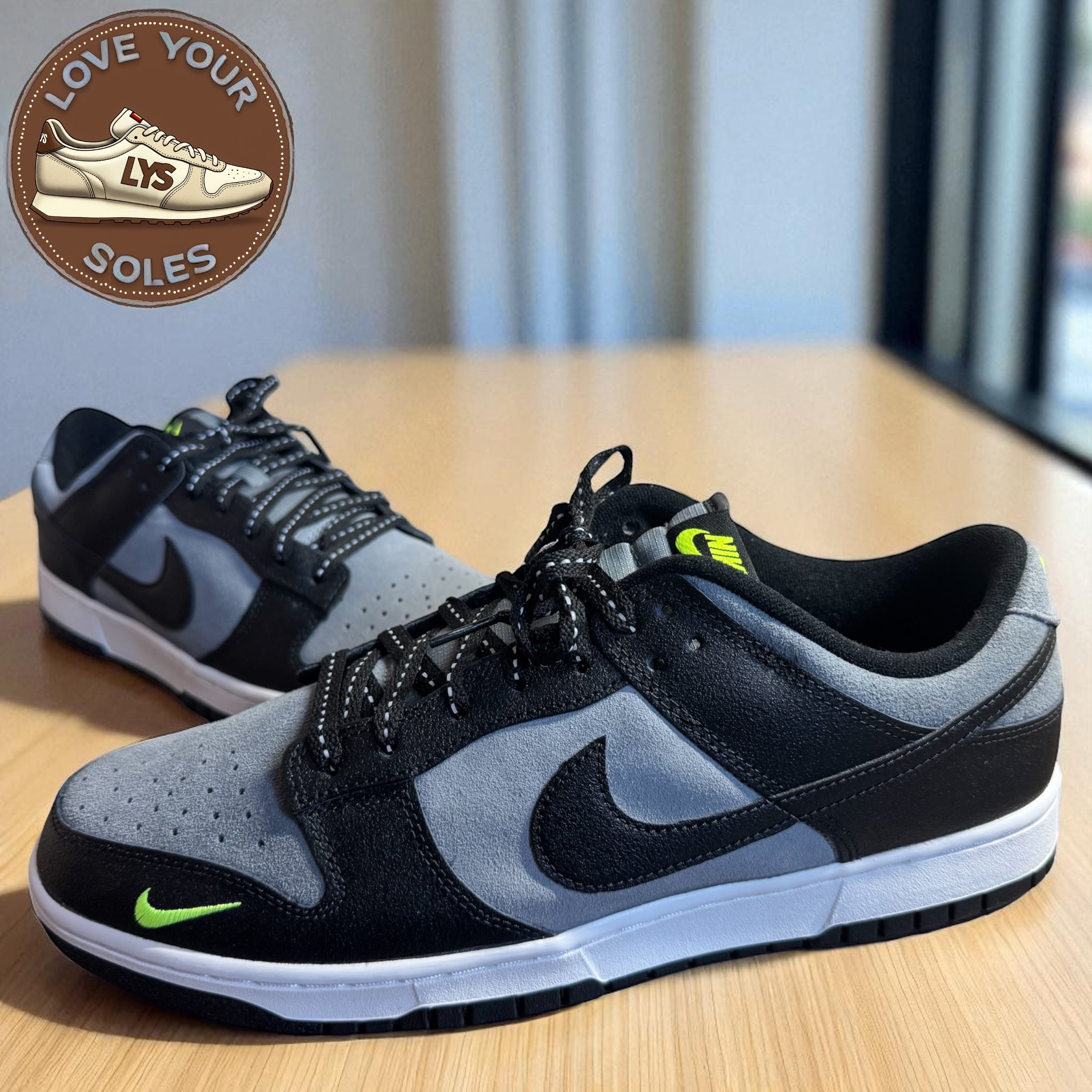 Nike Dunk Low - Black/Cool Grey/Volt  - UK 11.5